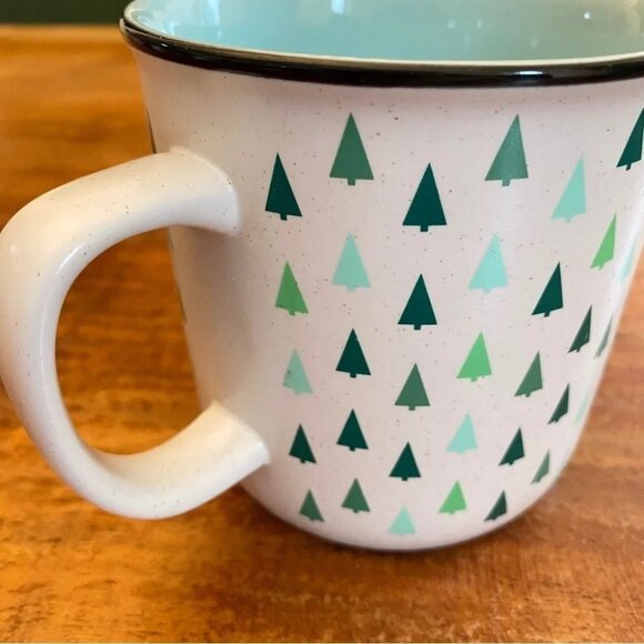 David’s Tea Rustic Mug Christmas Holiday Camper Cup with Little Green Trees 13oz - Picture 12 of 14